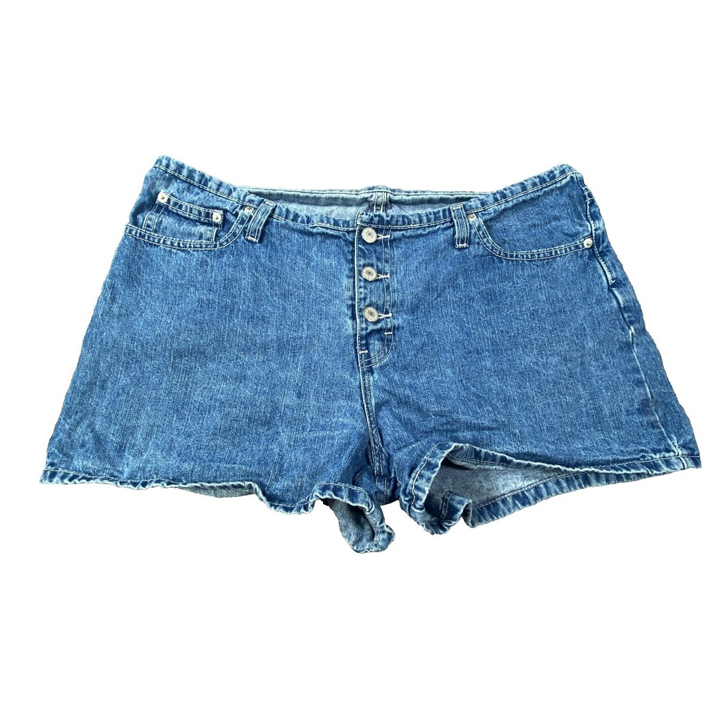 Vintage Jordache Denim Shorts Womens 15/16 Blue Button Fly Y2K Low Rise Casual